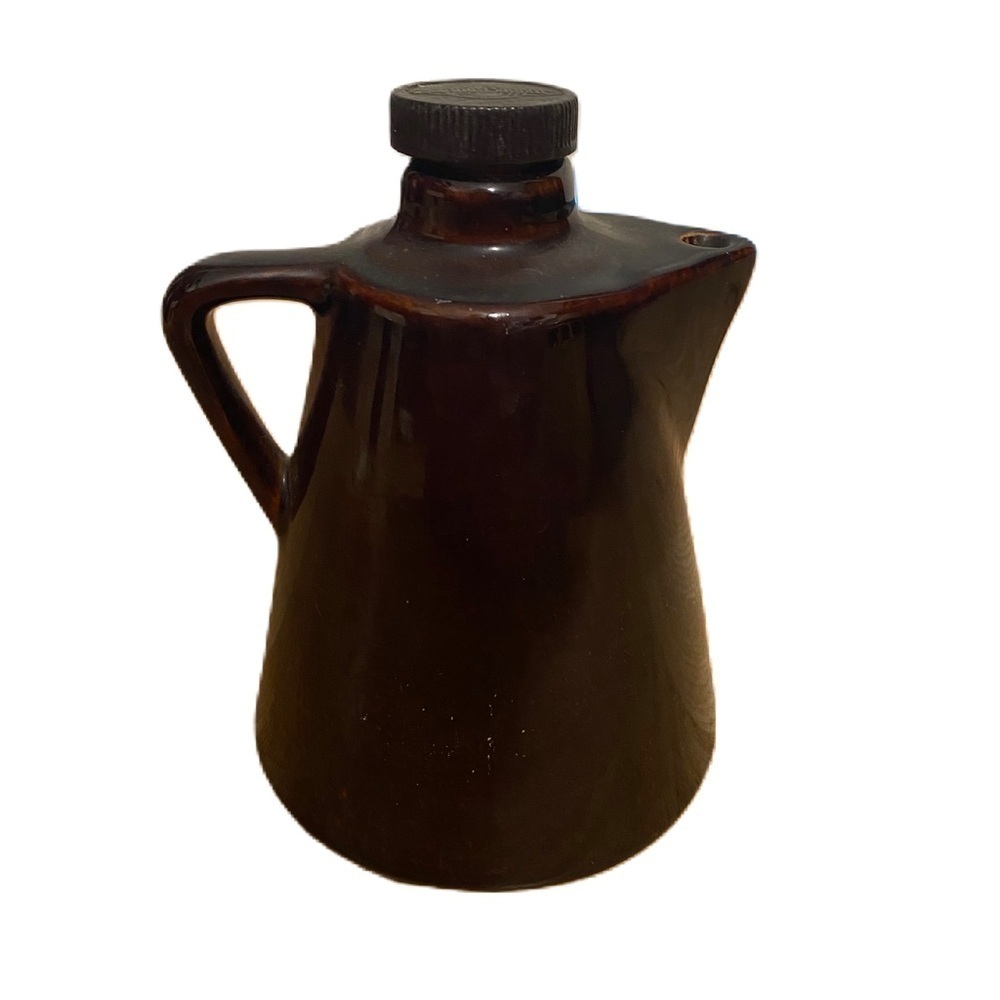 Vintage Leroux Liqueur Brown Glaze Stoneware Jug Coffee Pot Decanter Empty